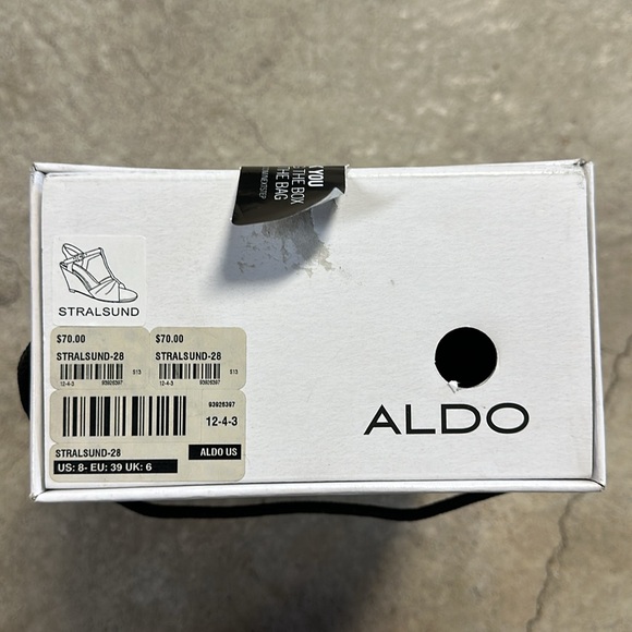 Aldo “Stralsund” Wedge Heel Sandals Brown Leather Size 8 PreOwned - Picture 7 of 7